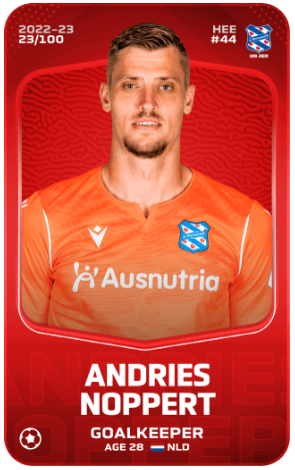 StartwithSorare's tweet photo. What a year for the first keeper of the #Dutch National team. In the beginning of this year #Noppert was the second keeper of Go Ahead Eagles. A team who ended 3 points ahead of relegation in the #Eredivisie that season. This are the players we are looking for while we #scout. https://t.co/994FvRCgRW