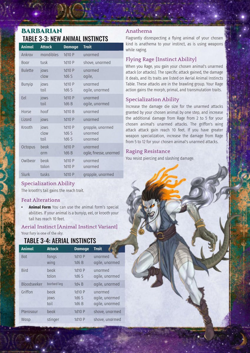 We have 4 days left in our <a href="/kickstarter/">Kickstarter</a>!!

This is page 1 of our barbarian expansion! As you can see, we've got a few new choices for you!

Monstrous Beasts: A Guide to Friend Them for #pathfinder2e is going to be amazing!

Art by @joseale93

Link below to learn more!