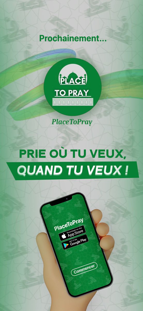 PlaceToPray_'s tweet photo. Salam Aleykoum,

Très souvent, les Musulmans rencontrent des difficultés pour accomplir leurs prières quotidiennes. 

C’est pourquoi, nous développons actuellement une application📱offrant la possibilité à ses utilisateurs de trouver un lieu de prière proche de leur position📍 https://t.co/KwFY8uNYHs
