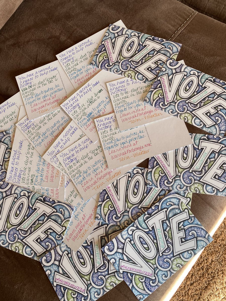 My last batch of #PostcardsToVoters for @SenatorWarnock #WarnockForGeorgia #GoWarnock I love writing Postcards with @DemocratWit