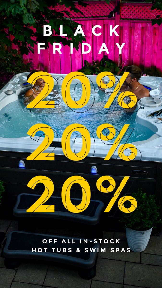 HydropoolD's tweet image. BLACK FRIDAY -- 20% DISCOUNT OFF ALL IN STOCK HOT TUBS &amp;amp; SWIM SPAS -- 2 MORE DAYS TO GO -- YOU WOULD BE CRAZY TO MISS IT!

Shop instantly online at hydropooldorset.co.uk 

OR 01202 911800
sales@hydropooldorset.co.uk