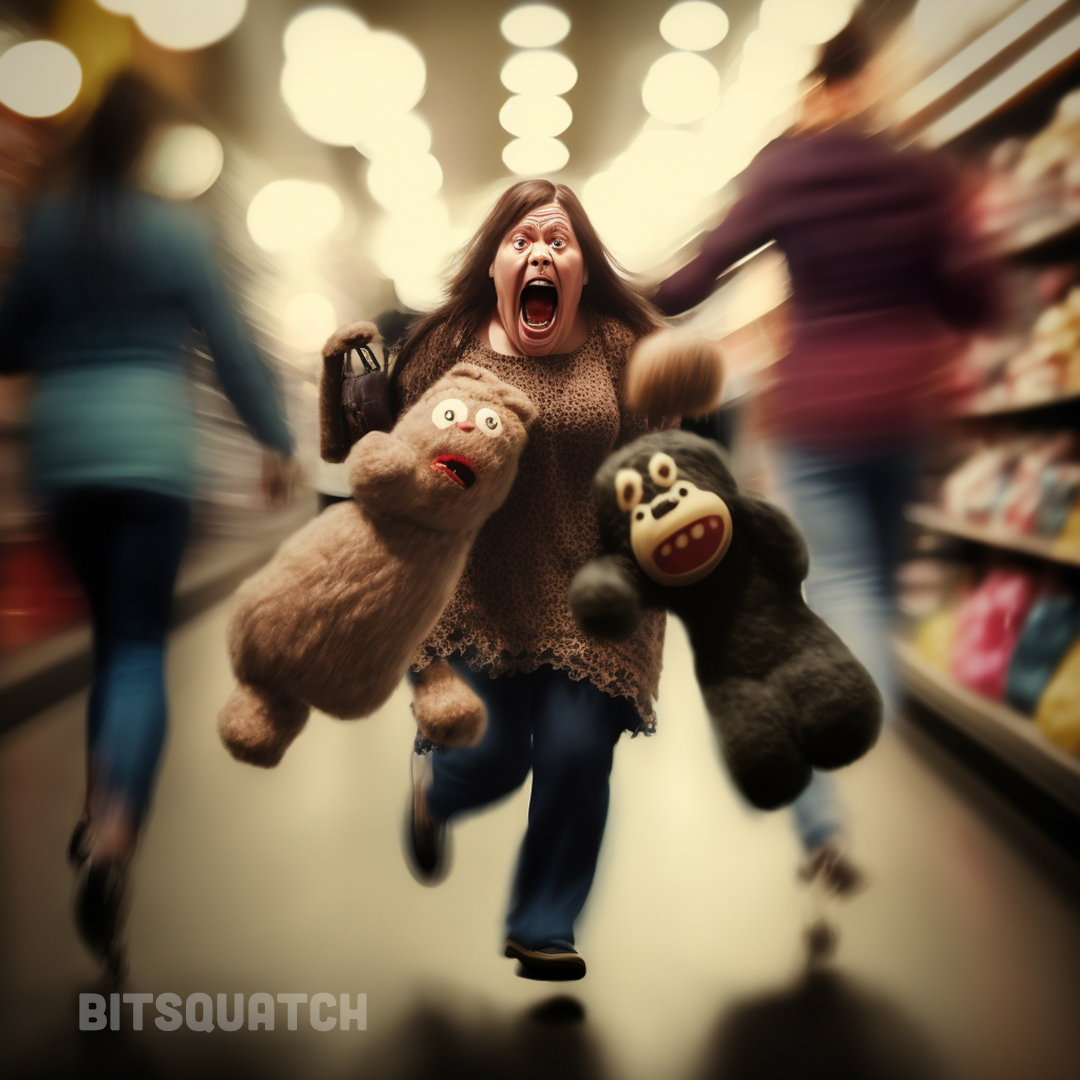 bitsquatch00's tweet photo. No one predicted The Squatchables® collectible plushies craze. When an exclusive shipment for Big Lots debuted on Black Friday, chaos ensued. 

https://t.co/X1D48fCwhX

#bigfoot #sasquatch #booger #bitsquatch #aiart #midjourney #midjourneyart #blackfriday #squatchables https://t.co/lEAwbOBmOw