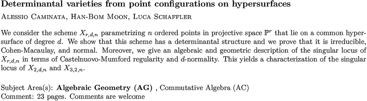 math.AG Algebraic Geometry daily arXiv submissions tweet media