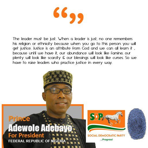 TheDipoly's tweet photo. -@pres_adebayo a just man, that’s the type of person we need as a leader in this country to set things right 
#Adewole https://t.co/3MPlR3hVJD