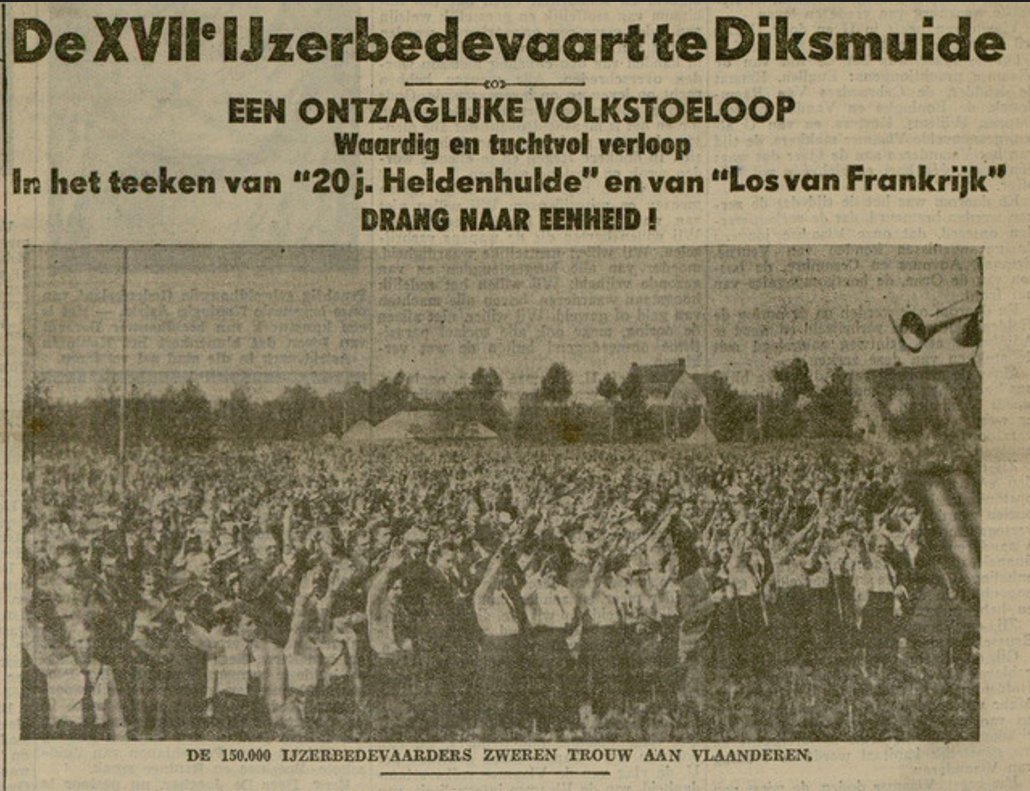 v_geuzen's tweet photo. in 1936 was de #ijzerbedevaart #diksmuide een #nazi event waar trouw werd gezworen met de Hitlergroet tijdens de 'Eed aan Vlaanderen' van later supercollaborateur tot zijn laatste adem #verschaeve https://t.co/4k3xUkrNBr