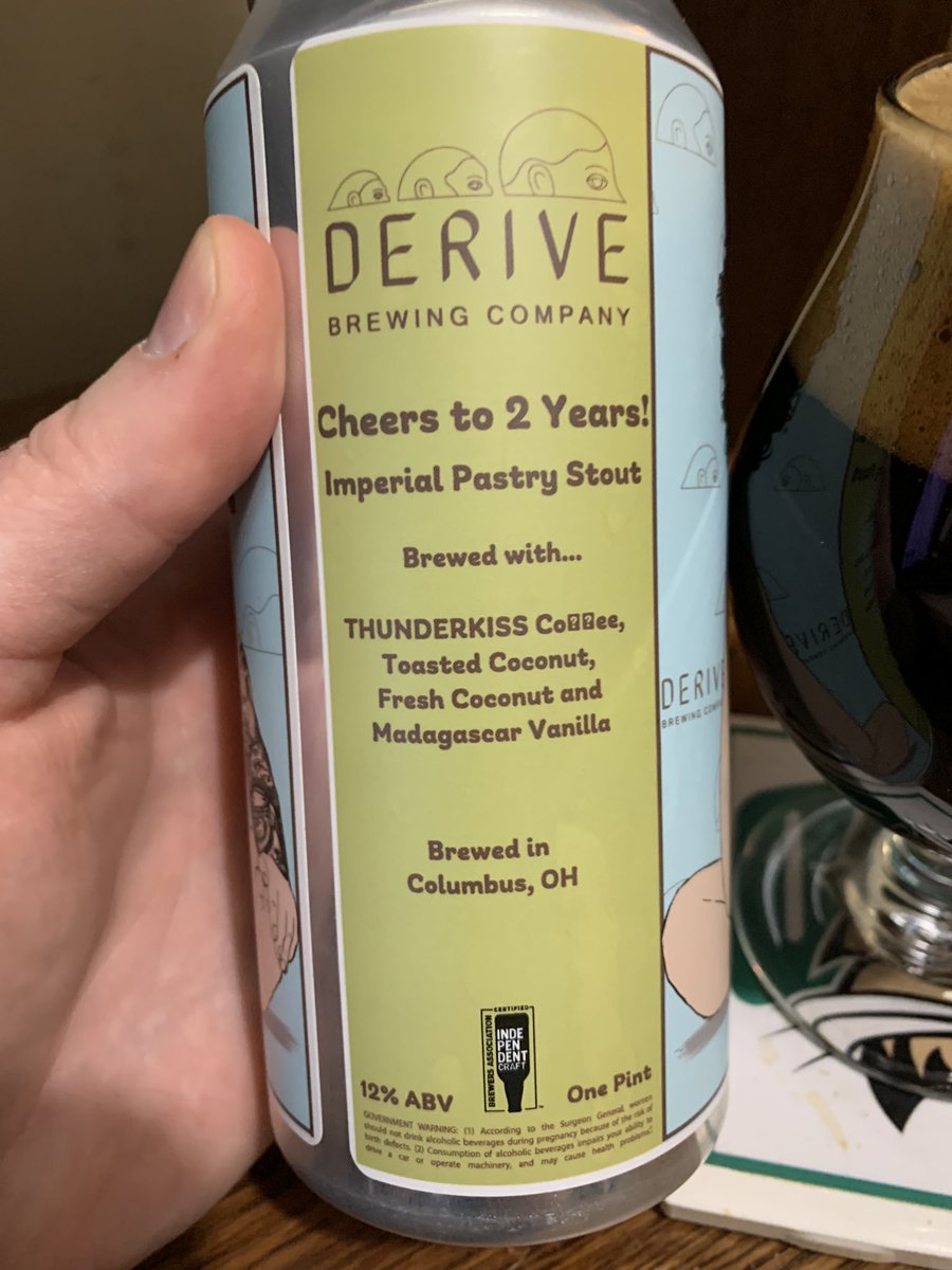 RealBMaxwell's tweet photo. Next up this #stouturday is #derivebrewing Cheers to 2 Years! Imperial Pastry Stout with @tkisscoffee ๐ฅฅ & vanilla ๐๐ป๐ช๐ #CraftBeer #ohiocraftbeer #drinklocal @BayBeerReviews @WhiskeyCyclist @ManvsAle @beerhunter74 @mikeadam16 @Stef_Pellerin @Bertrand_Boily @TangyTanjarine https://t.co/Tdb2NPWU0T
