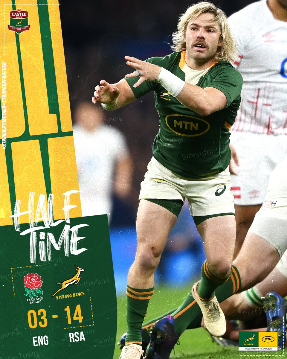 Springboks's tweet photo. That was a good 40 minutes of rugby by the #Springboks, but it’s not over yet ✅ 
#StrongerTogether #StrongerForever #ENGvRSA  #CastleOutgoingTour https://t.co/52u2sy5yfS
