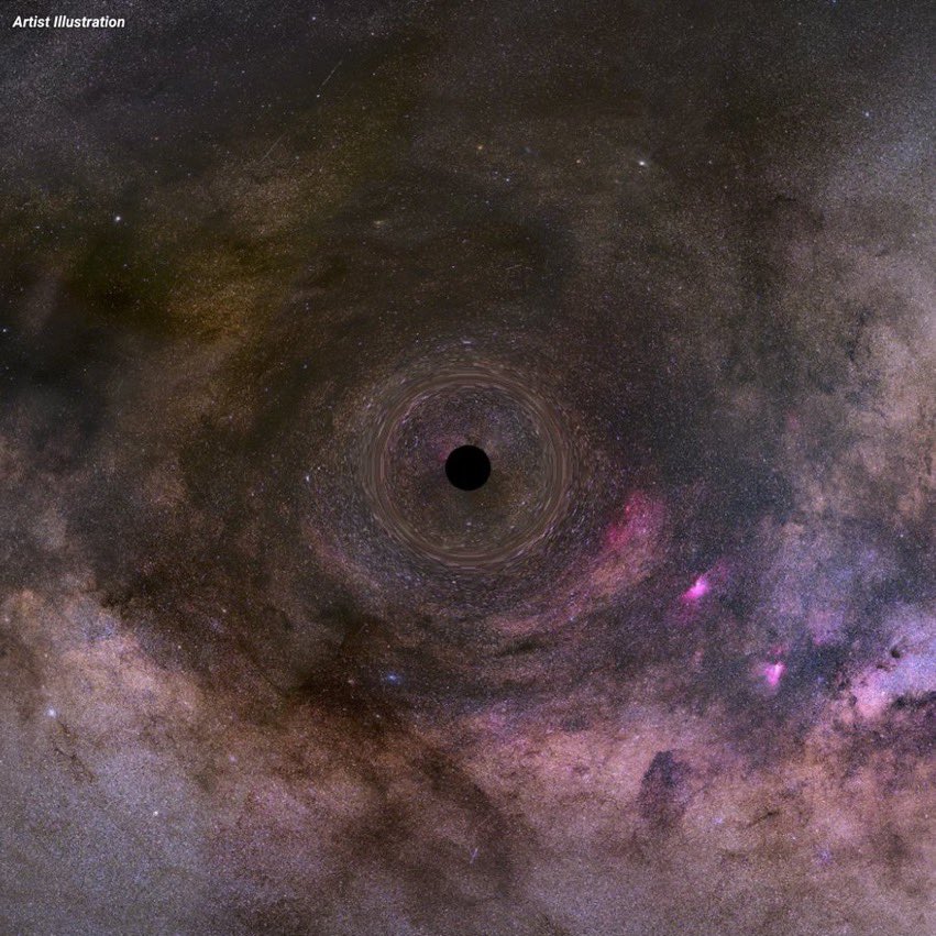 SpaceScience_'s tweet photo. Hubble a détecté un trou noir déambulant seul dans notre galaxie à 160 000 km/h, et on estime à 100 millions le nombre de trous noirs comme celui-ci voguant dans la Voie lactée ⚫️ https://t.co/VCRJlv1aXv