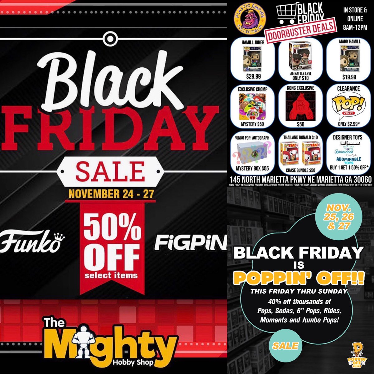 #ShopSmallSaturday Check out these small stores’ Black Friday & Funko selection! #SupportSmallBusiness #Ad #Collectibles . @PoppinOffToys - bit.ly/Poppinofftoyss @plasticempire - lddy.no/9t58 @themightyhobby - mhstoys.com/?ref=olqy0fgug…