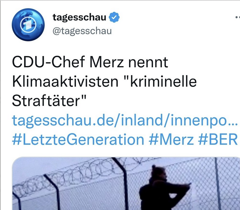 PublicoMag's tweet photo. Tagesschau nennt Straftäter "Aktivisten". https://t.co/v3kMReomdd