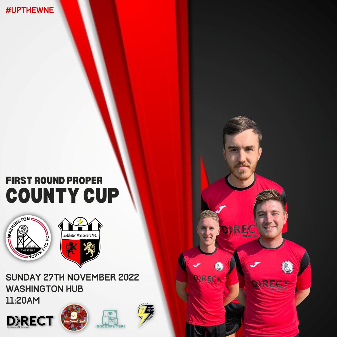 Tomorrow the lads are back in County Cup action for the first time this season against <a href="/Middletonwande1/">Middleton Wanderers fc</a>

We can't wait for this one, it promises to be a good day, both clubs will be back to The Stella for post match beers. 

Come down and give the game a watch #UpTheWNE
