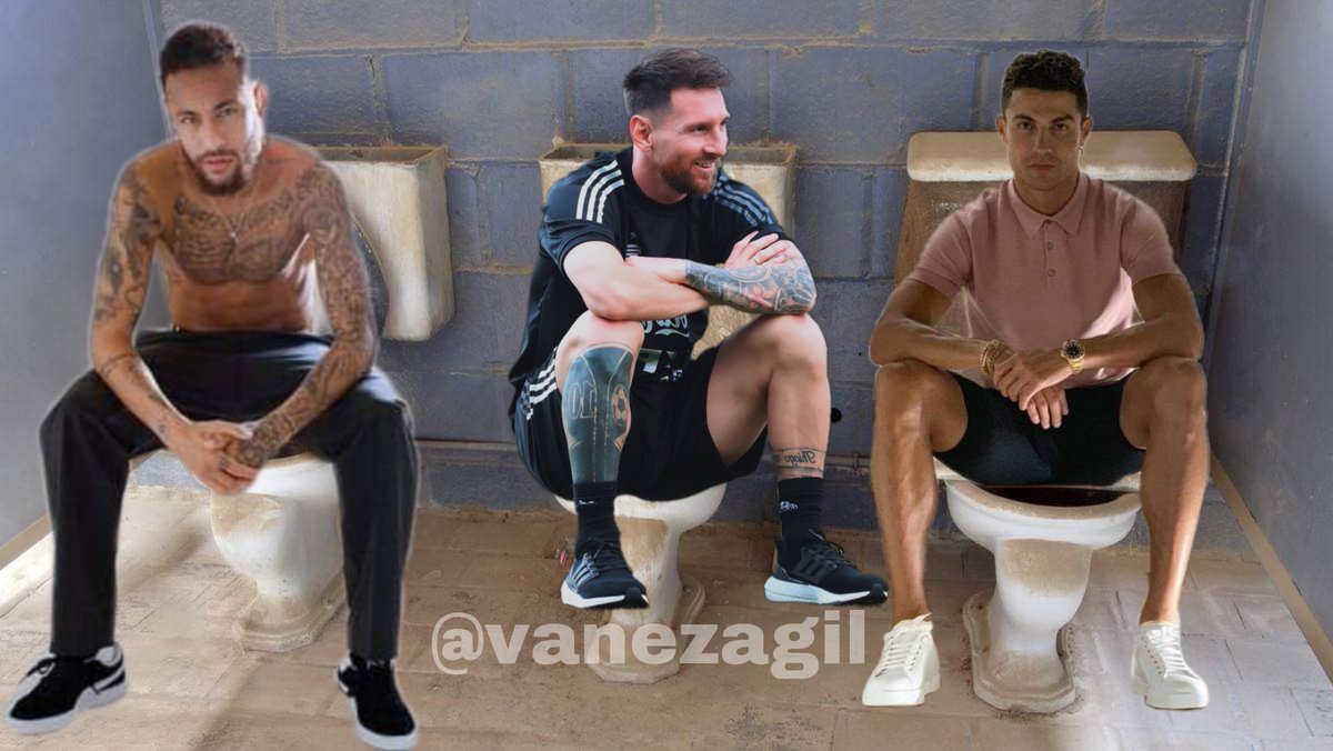 Neymar, Messi y Cristiano en el baño del Mundial Cuba 2030