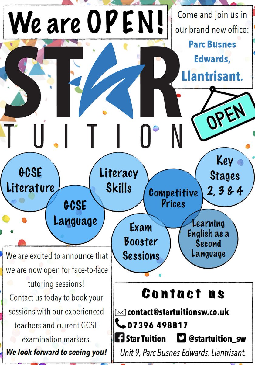 Contact us today! #startuition #Llantrisant #tutoring #English #Englishtutoring