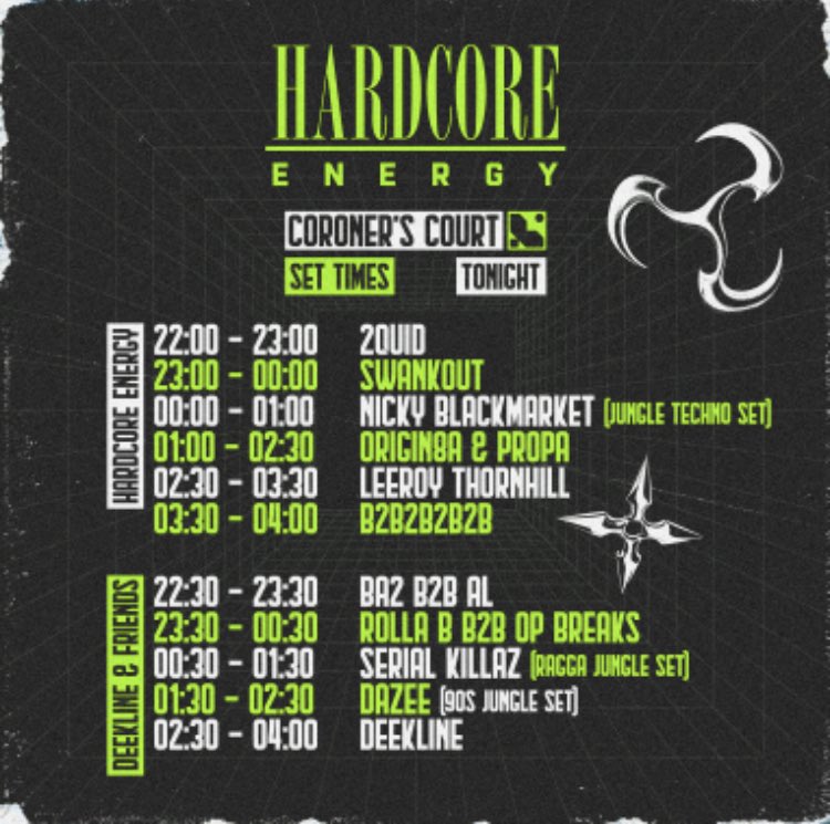 swankout's tweet image. Set times tonight @HardcoreEnergy @LakotaBristol 🙌