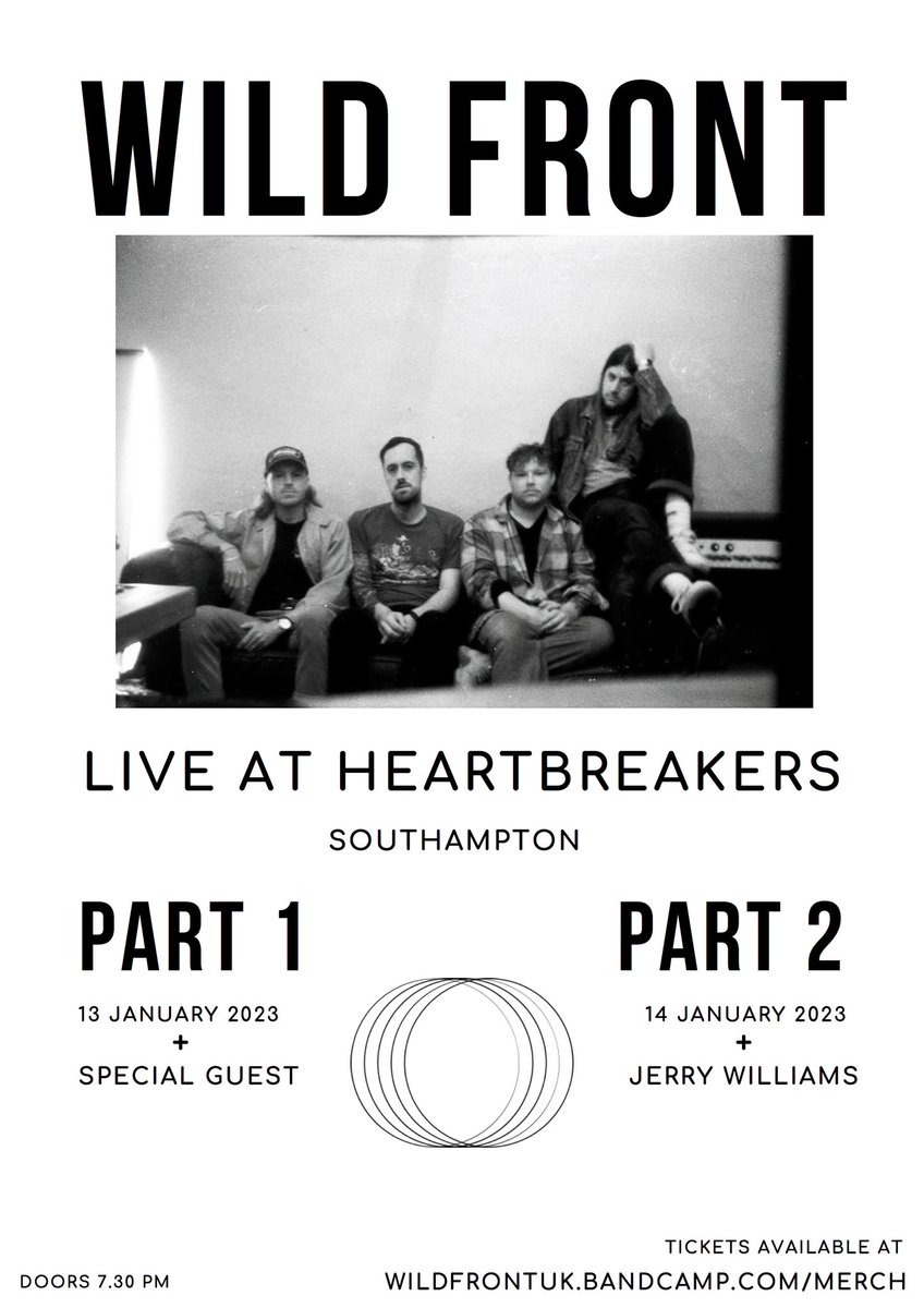 ⚠️New shows announcement⚠️
We’ll be playing two nights at Heartbreakers in our hometown Southampton in January 2023. Both nights with different set lists and different eras of our music. Hope to see you all there! Its been a while! Ticket link Below 
wildfrontuk.bandcamp.com/merch