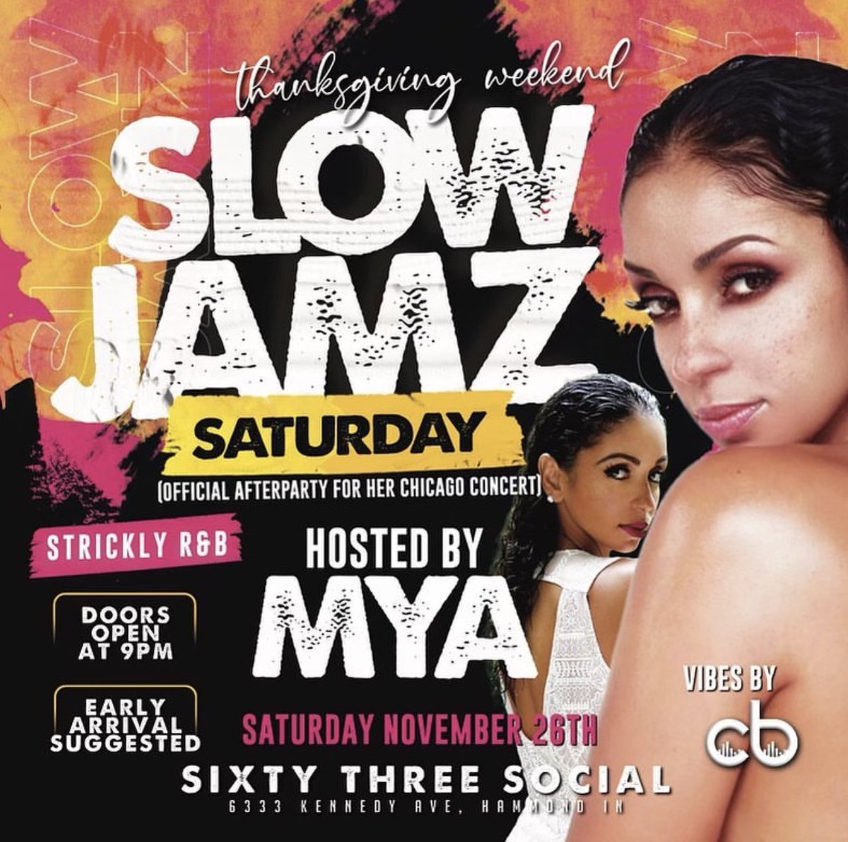 MYAPLANET9's tweet photo. Hey #IN ππ½
Tonight #November 26thβ¦Pull up to the official party @sixtythreesocial in #Hammond for R&B night after the show in #Tinley @eventinleyparkconventioncenter
Show π«: https://t.co/EFrSW80U6e
π https://t.co/VSI0I6DiPo
#mya #planet9 #myaplanet9 #Indiana #illinois #RnB https://t.co/LpOI2CfrqZ