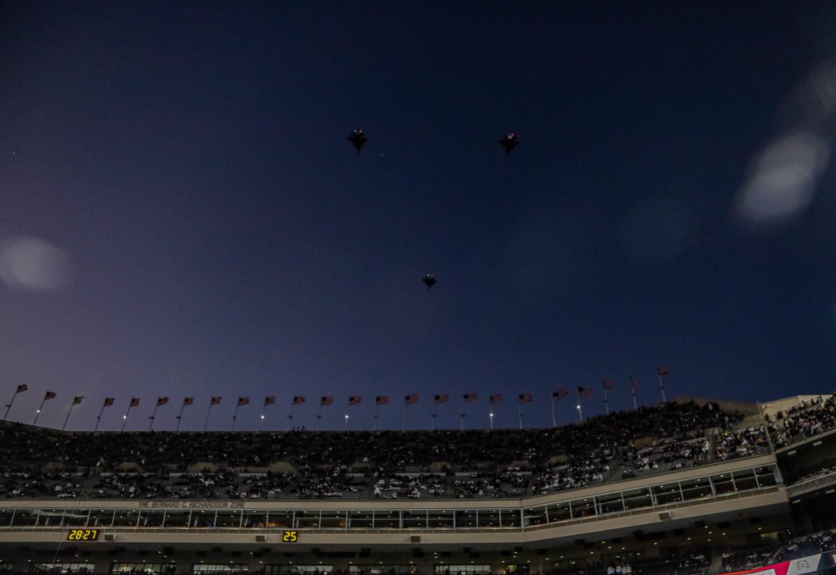 Today's flyover was performed by F-15C Eagles from 159th Fighter Wing.

Among the pilots is Fightin' Texas Aggie, Colonel David Anderson '01!