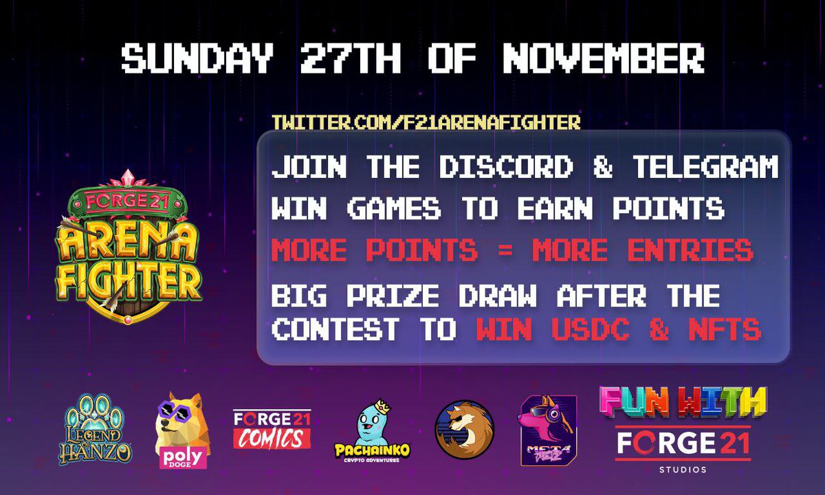 Fun with Forge21

Day 3 and we are with our NEW and almost finished Arena Fighter🔥

Make sure to join the link in the next tweet and get involved in 24 hours of fun🤩

♻️ RT &amp; 👍 Like