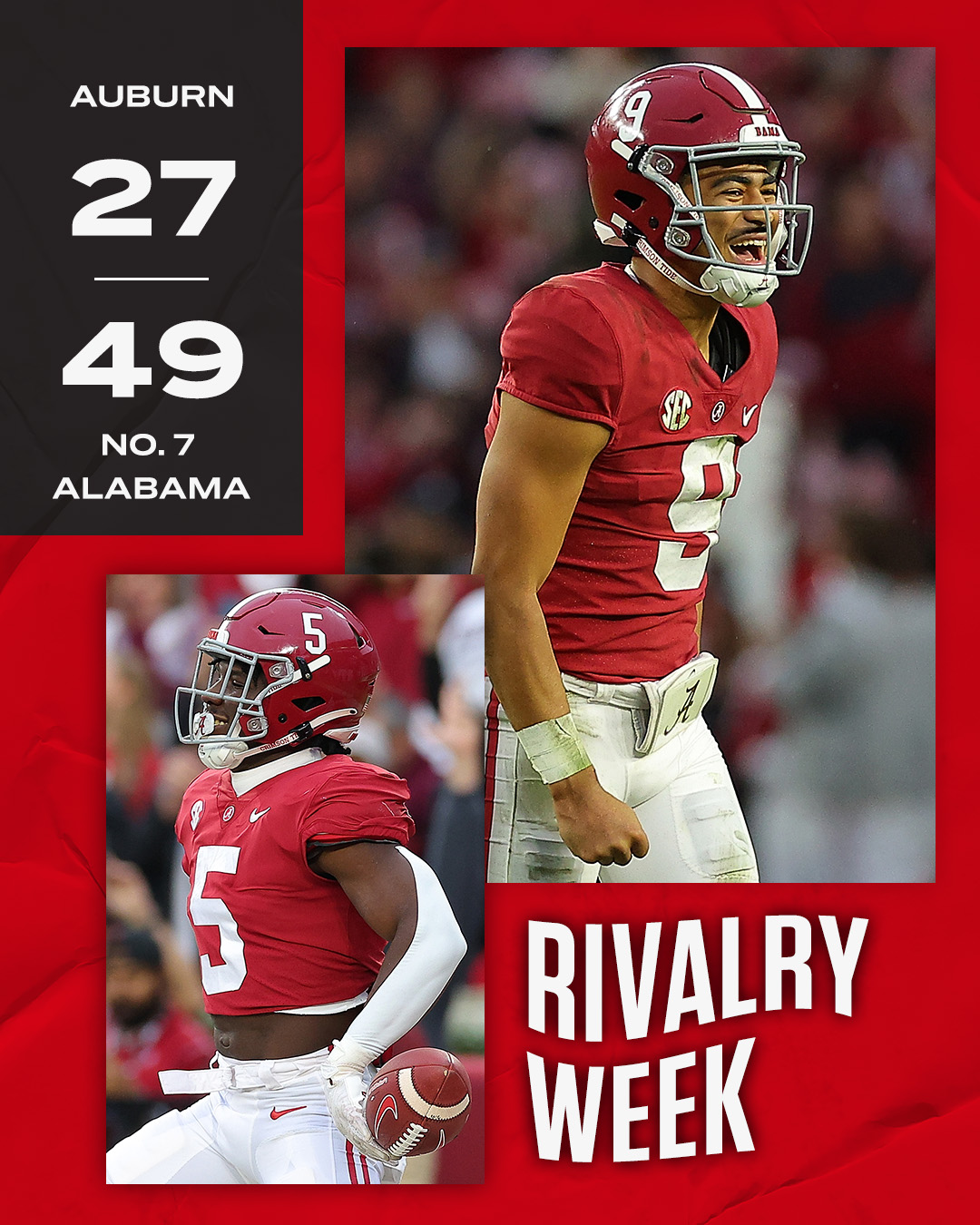 ESPN on Twitter "No. 7 Alabama wins the Iron Bowl! That makes 1️⃣5️⃣