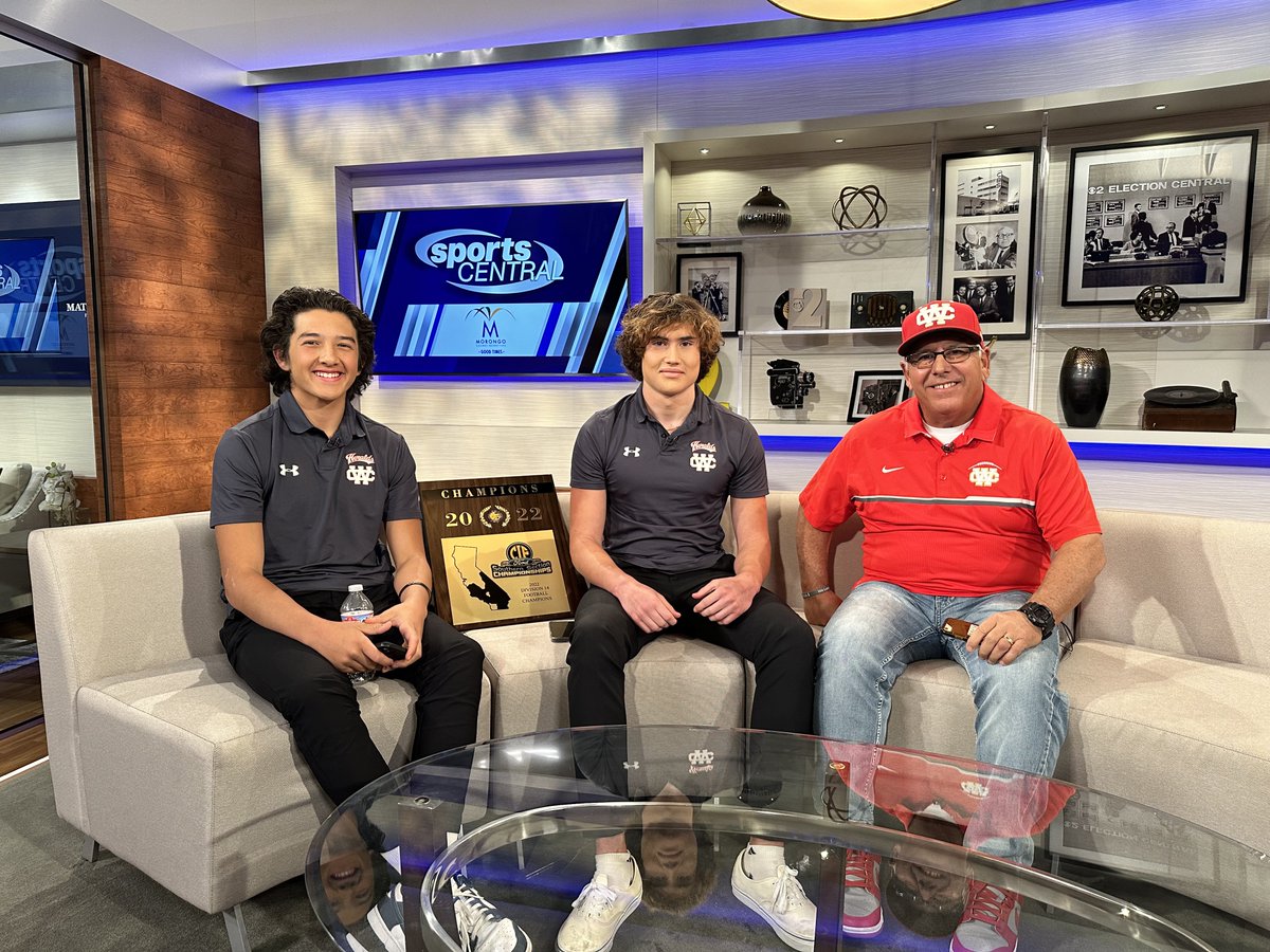 Tarek_Fattal's tweet image. Whittier Christian football in the studio for CBS Sports Central after winning a CIF title Friday night.