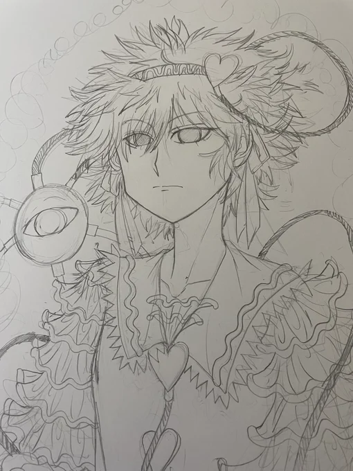 さとり自体の下書きは完了。
これからペンで線画にする 