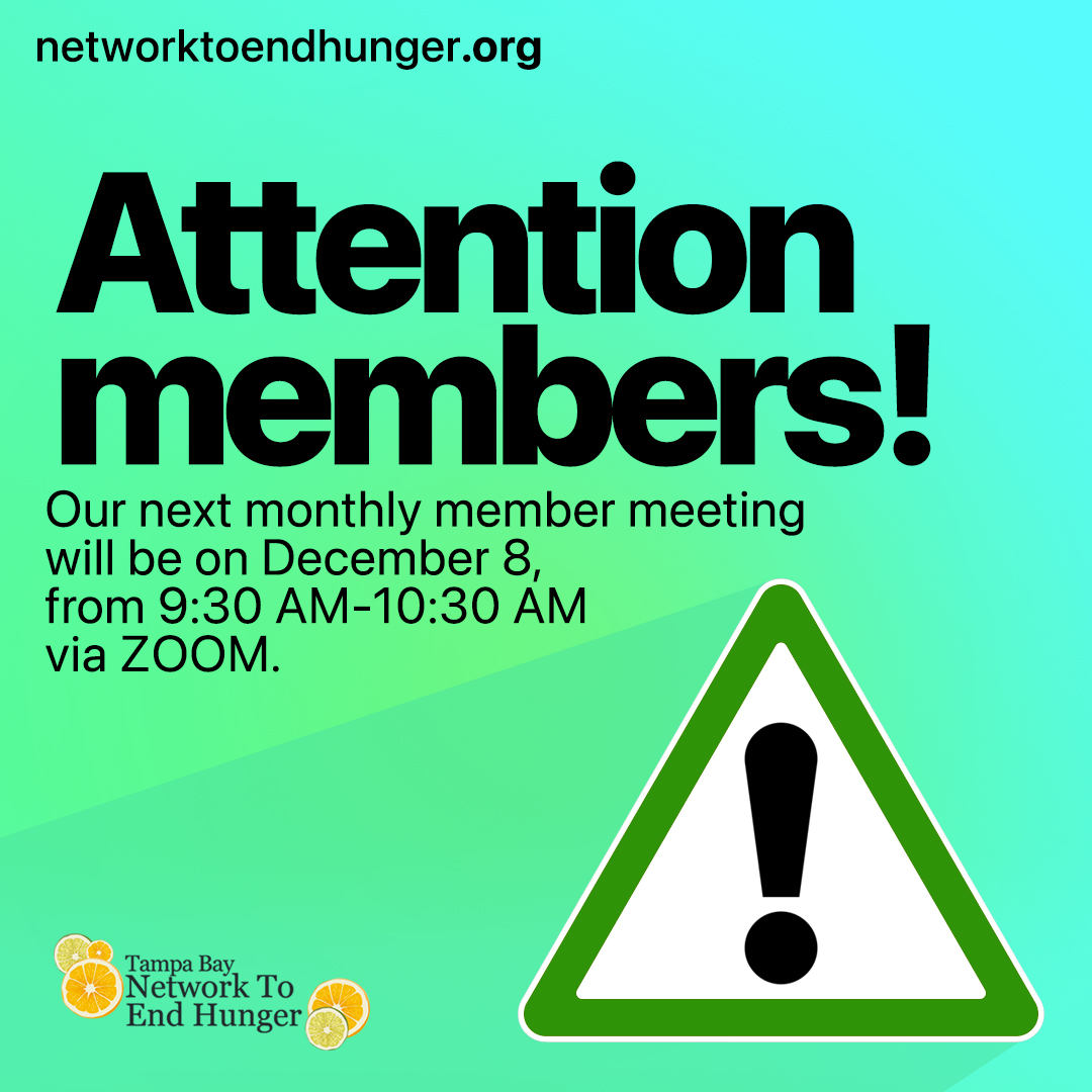 We hope to see you there!💛 networktoendhunger.org #tbneh #members #membermeeting #endhunger #networktoendhunger #tampabay