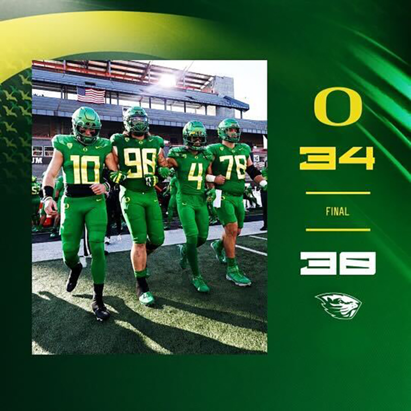 oregonfootball's tweet photo. Final in Corvallis.