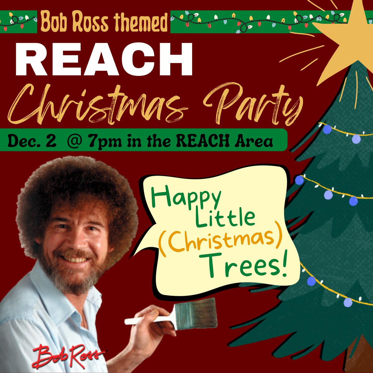 crossway_reach's tweet photo. You're invited to our Christmas party TONIGHT! 🎄 Bring some friends along and join us at 7pm for some coffee, hot chocolate, sugar cookies, and more! 🍪☕️

#crosswayreach #youngsingleadults #Christmasparty #BobRoss https://t.co/a8BygrBfMm