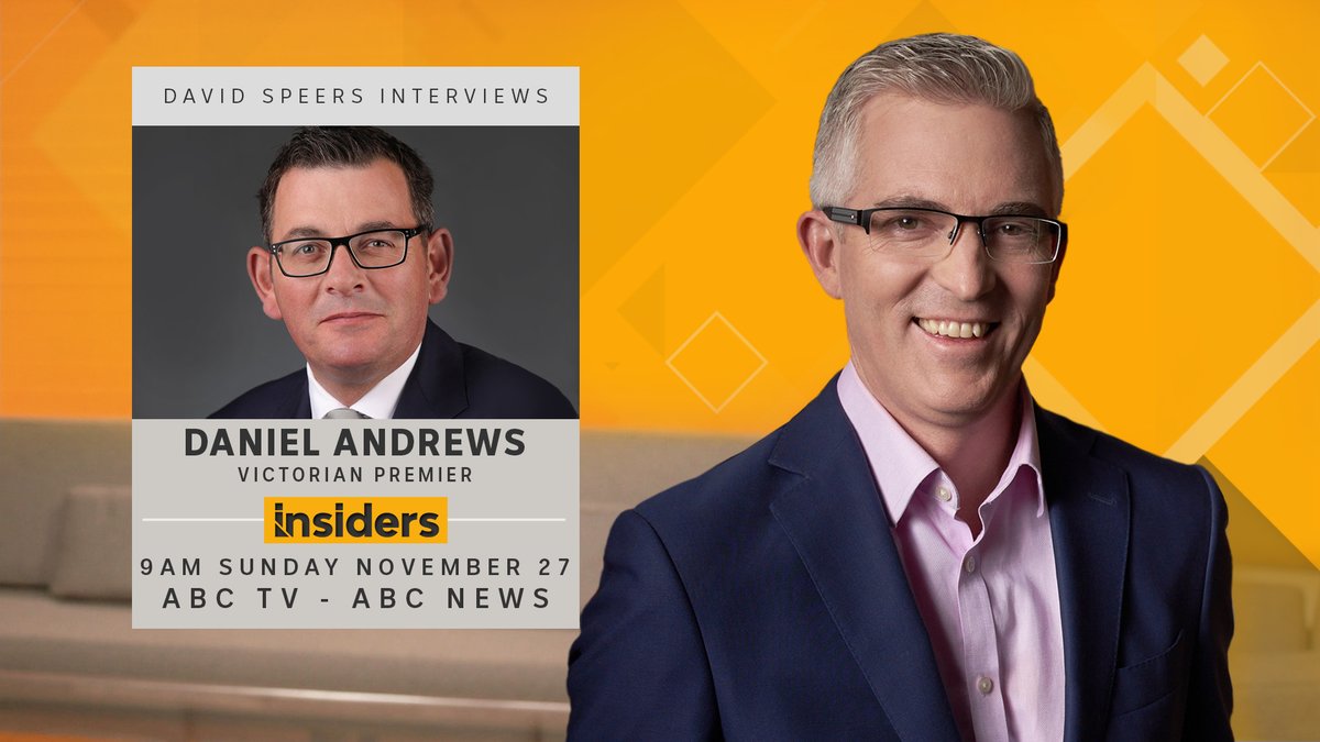 Coming up on #Insiders with @David_Speers: • 🔎 Victorian Premier Daniel Andrews • 🔎 Employment Minister Tony Burke • 📸 Jack The Insider • 🛋️ Katharine Murphy, James Campbell & Niki Savva See you at 9am #auspol