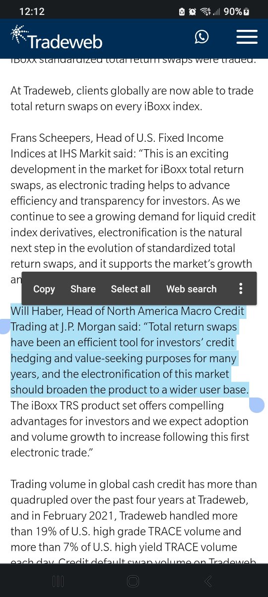 Christalball93's tweet photo. TRS is a derivative contract where one counterparty pays floating interest rate payments and receives payments based on the return of a reference asset (#AMC stock in this case). This TRS was then registered on #FTX blockchain (tokenized). Not really "backed by shares of stock" https://t.co/bD9fqKOMr4