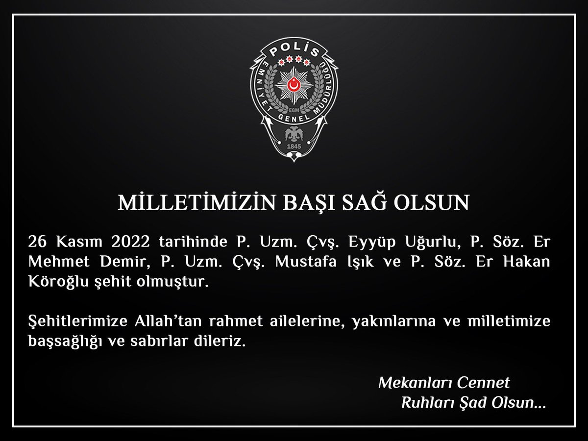 EmniyetGM's tweet photo. Milletimizin başı sağ olsun🇹🇷 https://t.co/MOvqFrRuvJ