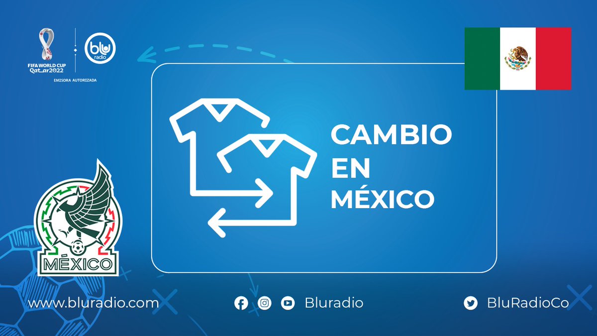 blogdeportivo's tweet photo. @Argentina @miseleccionmx @BluRadioCo #AlAire #Min65 Cambio en México (@miseleccionmx)
Entra Uriel Antuna por Alexis Vega
Conéctese con la transmisión del equipo deportivo de @BluRadioCo y https://t.co/eoHS7ezUft https://t.co/epymKMTexY