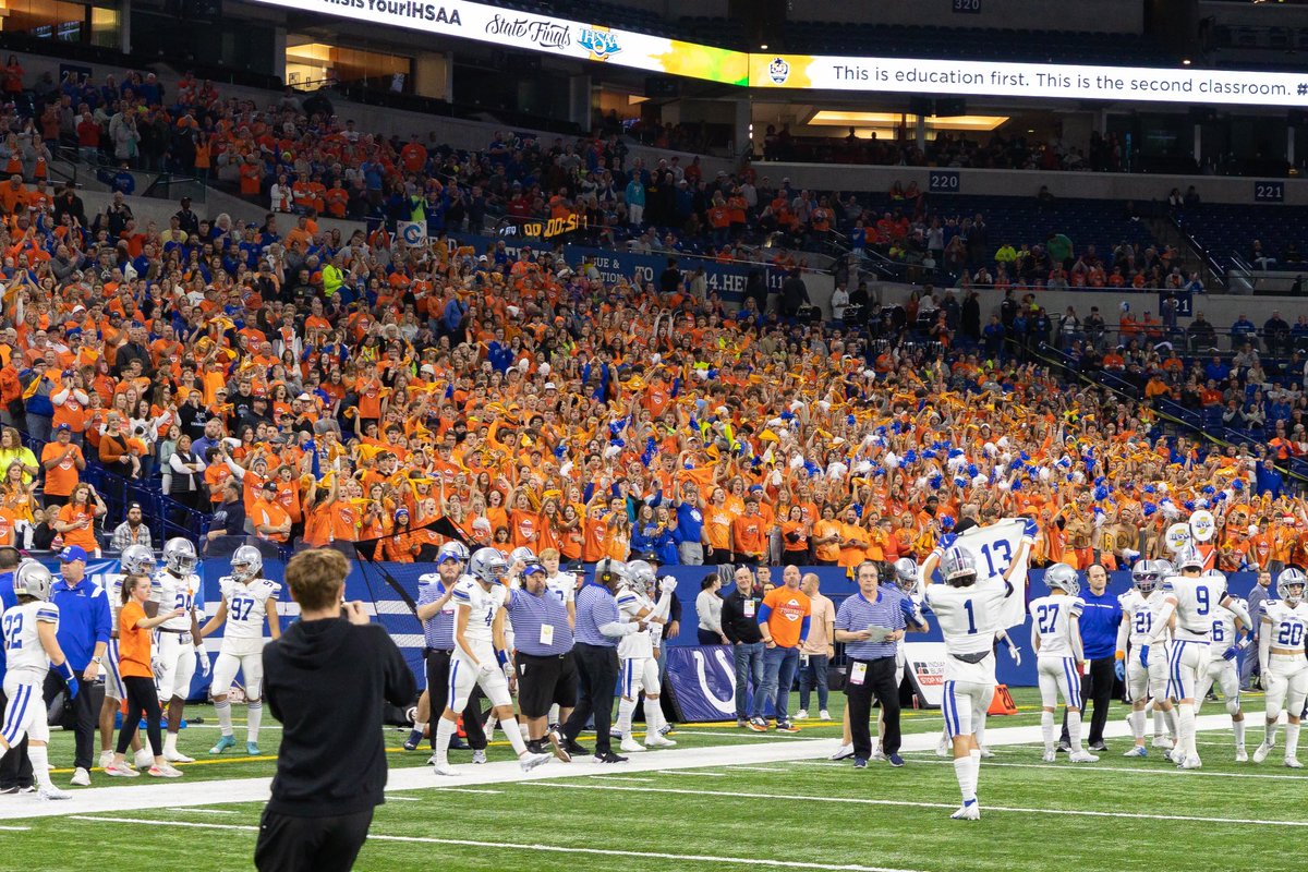 LeverageP's tweet photo. A very moving moment right before kickoff. Neon Nation had never been louder cheering for Owen! @carrollchargers @CarrollFB @Carroll_HS_FB @IHSAA1 https://t.co/LlHroUyj0l