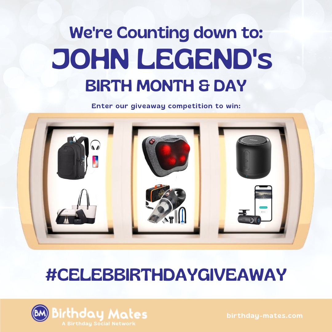 Less than a week to December &amp; <a href="/johnlegend/">John Legend</a>'s birthday month. He's def worthy of the many legendary awards he has received. His fans can't help but love him &amp; all the dope songs he doles outs. That's why they can be winners in our at #CelebBirthdayGiveaway bit.ly/celeb_giveaway…