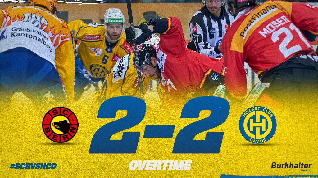 HCD_offiziell's tweet photo. ⏸️ 60' Davos übernimmt gleich nach Beginn dieses 3.Drittels das Kommando und gleich durch #37Schmutz verdient aus. Auch danach ist Davos eigentlich spielbestimmend. Ein Bully-Goal bringt dann aber Bern wieder in Front, denn Wieser aber wieder ausgleicht. ➡️Overtime
#SCBvsHCD 2:2* https://t.co/QPOY3mikiC