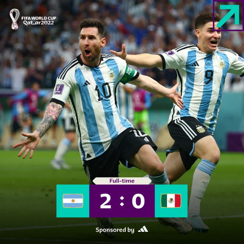 FIFAWorldCup's tweet photo. Argentina’s #FIFAWorldCup hopes stay alive! 🇦🇷

@adidasfootball | #Qatar2022