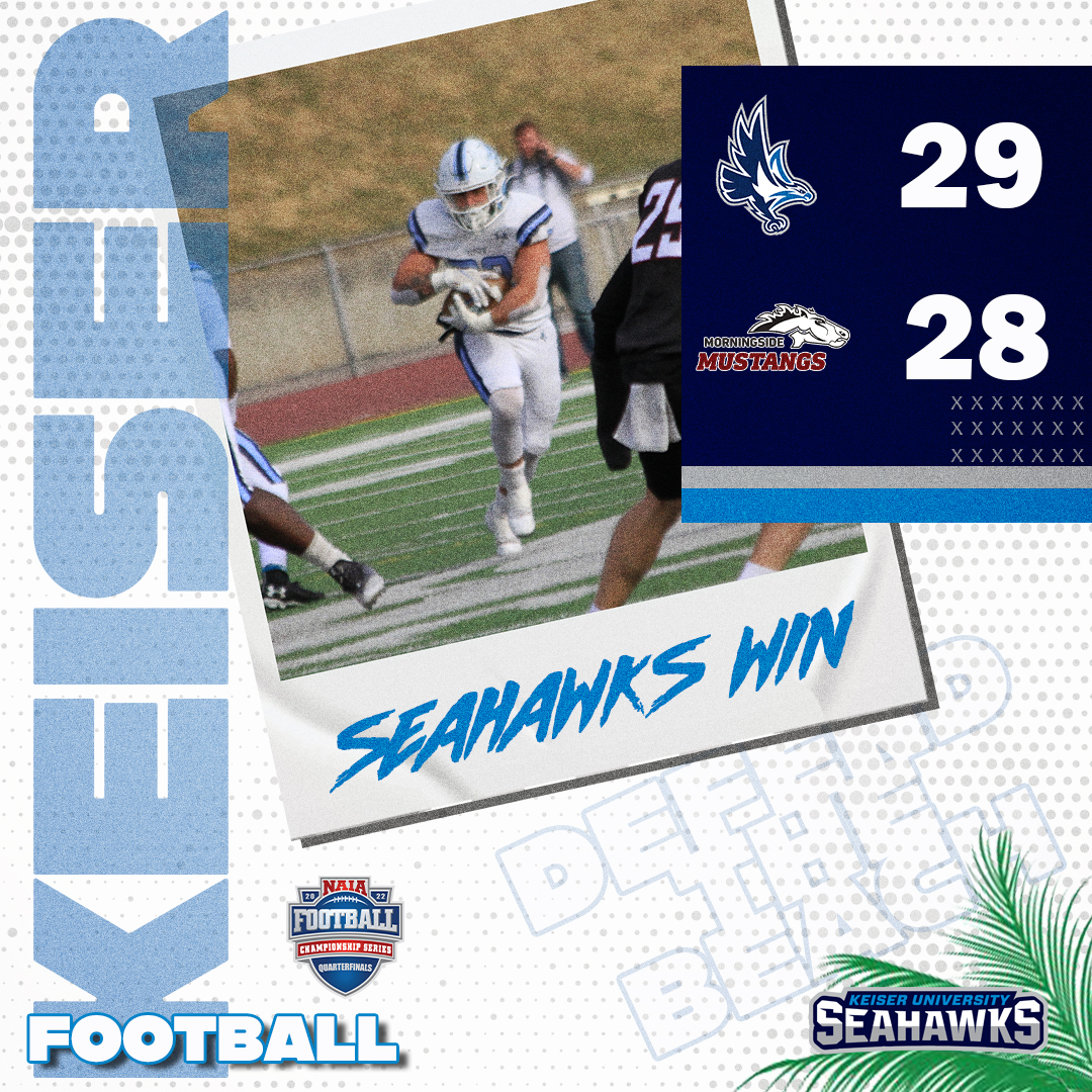 KeiserFootball's tweet image. No. 1 goes down. Next up the NAIA Semifinals 

#DefendtheBeach #SeahawkFast