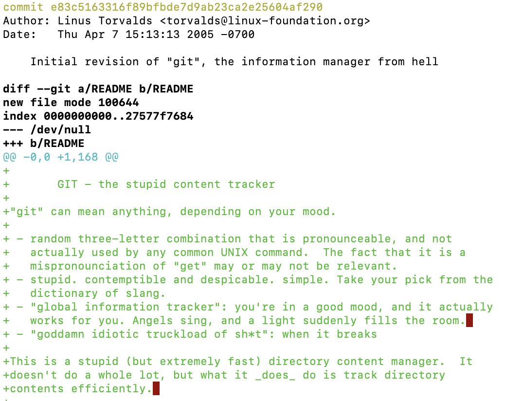 The first README of git is really something special. 

git.kernel.org/pub/scm/git/gi…