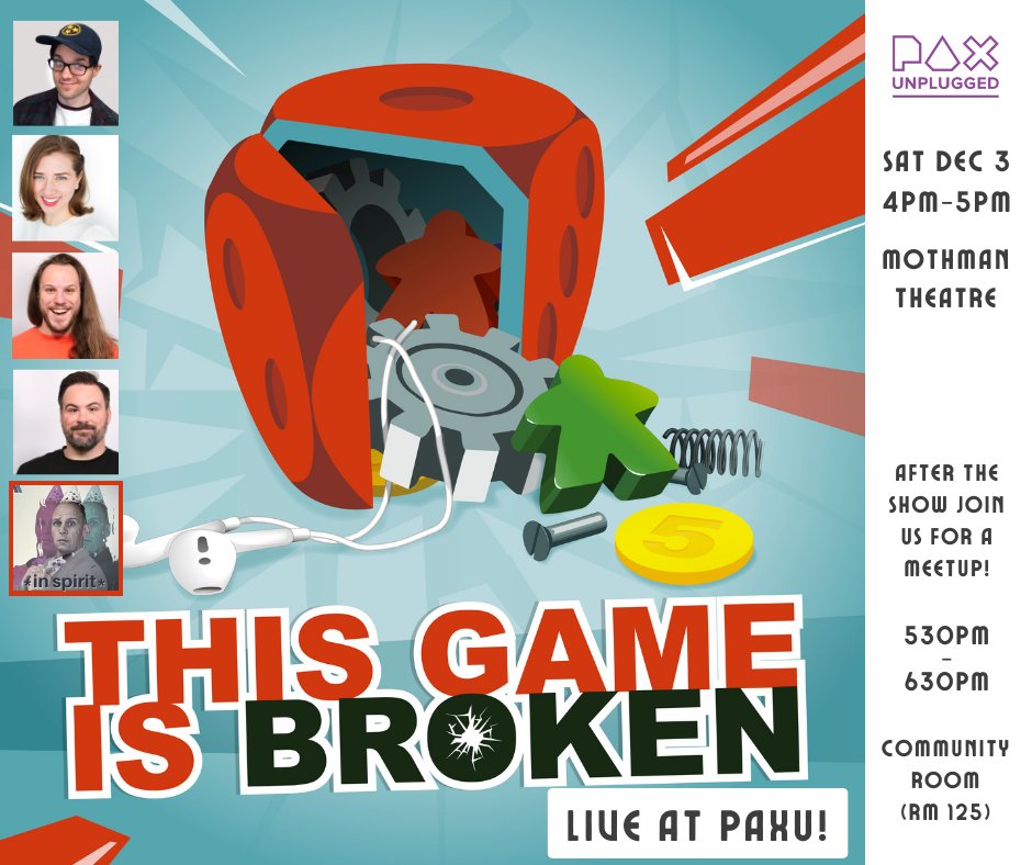 Y'all! A week from today is the LIVE <a href="/TGiBpodcast/">This Game is Broken</a> show at #PAXUnplugged followed by our Meet Up and I would love love love to see all your beautiful faces there!
<a href="/pax/">PAX</a>