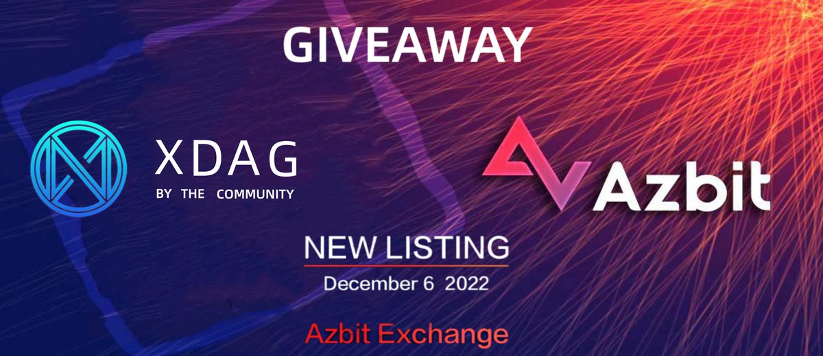 XDAG_Community's tweet photo. To celebrate our upcoming listing on @azbit_news , we'll run a new #Giveaway !!!
🚨 10000 #XDAG to win 🚨
To take part: 
- Retweet this post
- Like this post
- Follow @XDAG_Community 

Date of end : 4 December 2022 at 14h00 UTC 
We run also some giveaway on Instagram and Facebook https://t.co/TVcvn7D5bL