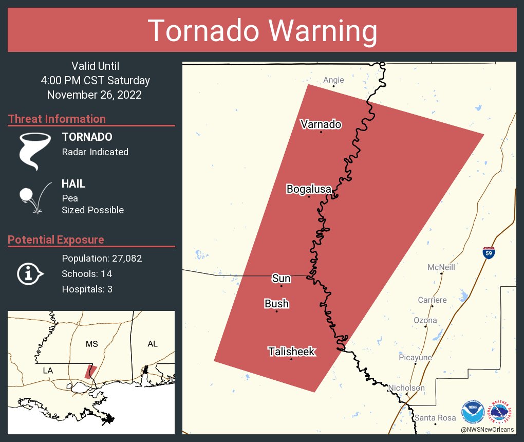 NWS Tornado on Twitter "Tornado Warning including Bogalusa LA, Varnado