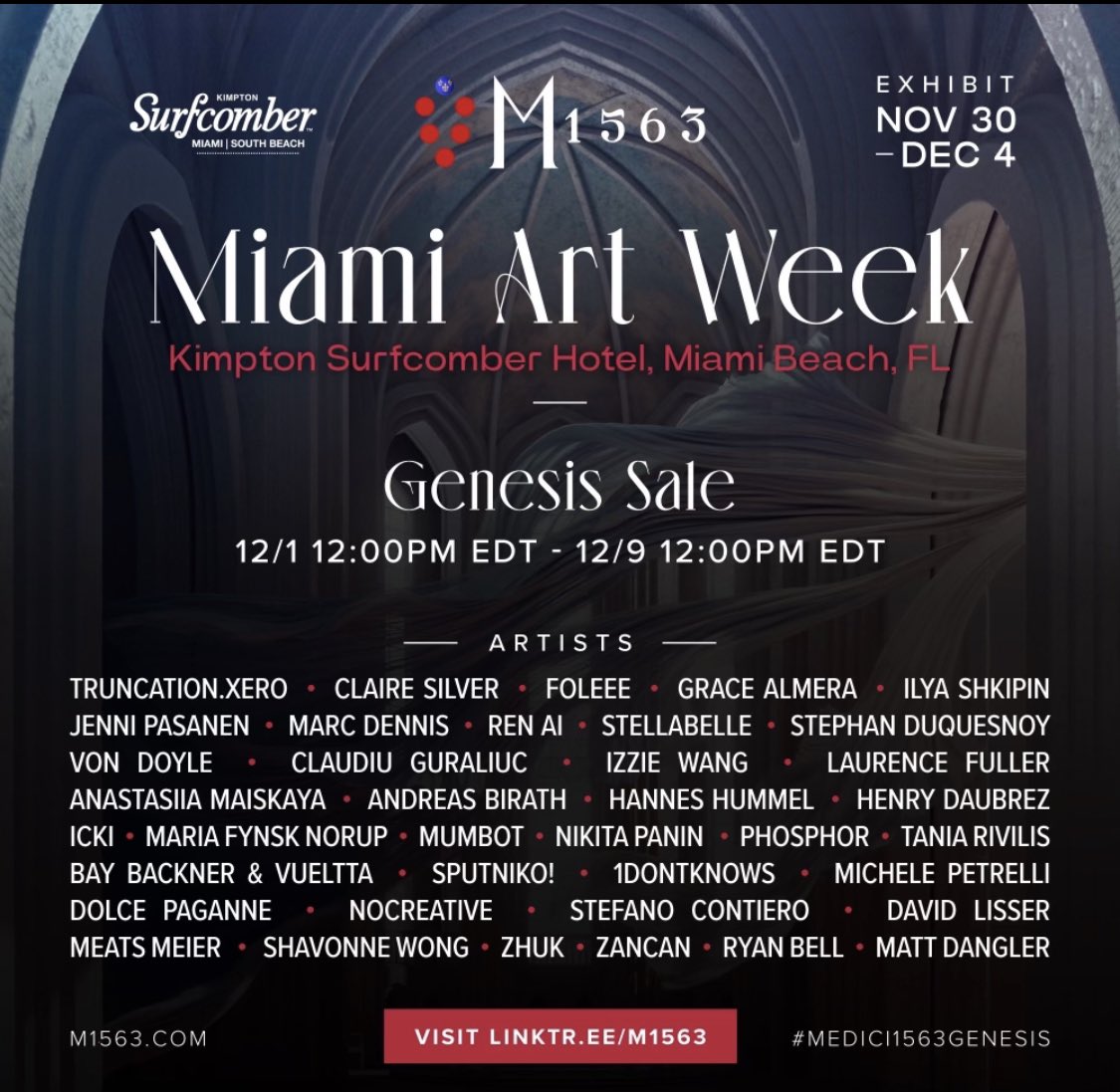 It’s on!! The inaugural #Medici1563Genesis M 1563 sale, launching live from Miami Art Week - 12/1/22 at 12:00pm EDT. Congrats to all our amazing artists for being part of this historic event.. see you in Miami! <a href="/M___1563/">M 1563</a> #m1563 #artelevatesthesoul #art #artist #MiamiArtWeek
