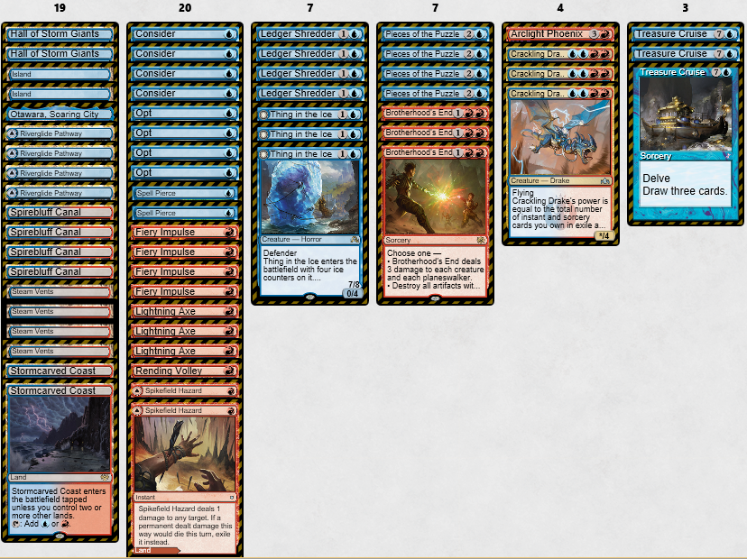MtgDecisions's tweet photo. Postboard as Phoenix against Mono-W. Do you cast Rending Volley? Deck in second image. https://t.co/O8PPepHFjI