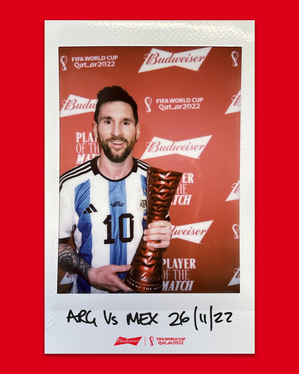 🐐 Who else?

With a goal and a recording breaking assist, Lionel Messi etches his name in the history books once again. Your <a href="/Budweiser/">Budweiser</a> Player of the Match.

Where he walks, greatness follows.

🇦🇷 #ARGMEX 🇲🇽 #POTM #YoursToTake #BudweiserWorldCup #BringHomeTheBud | <a href="/budfootball/">Budweiser Football</a>