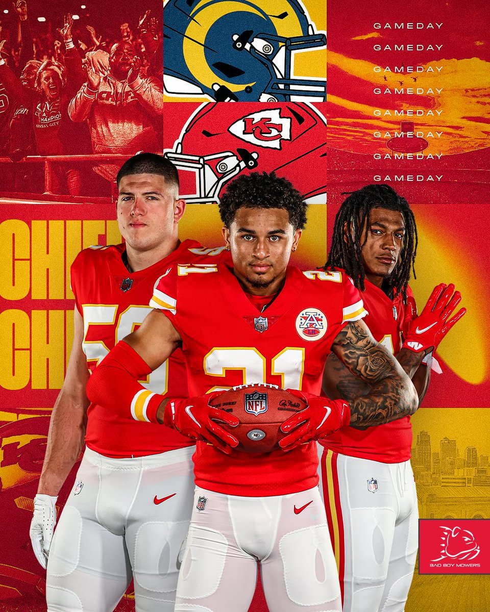 Chiefs's tweet photo. IT'S GAMEDAY ⏰ #LARvsKC https://t.co/5ubUrmvCob