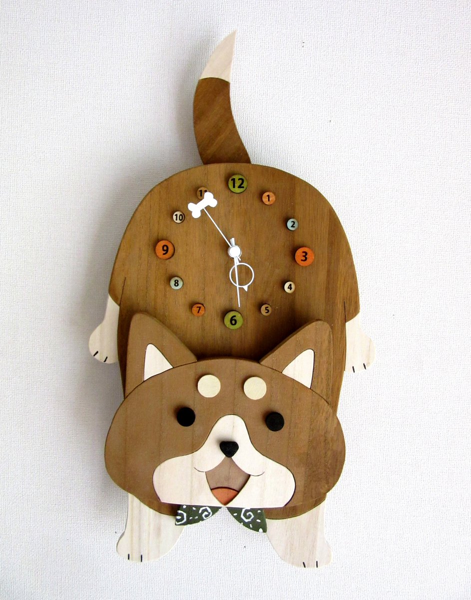 「柴犬時計・シッポ上タイプ#こんなん作ってます #手作り  #猫時計 #木工 #猫」|NEKO3のイラスト