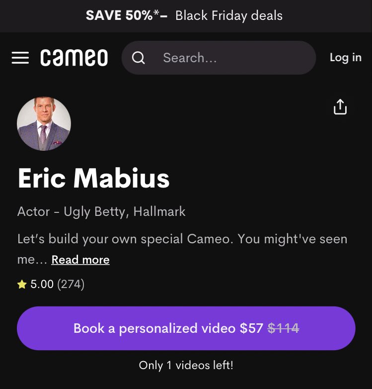 ChicadeeB's tweet image. If you thought you missed out on a cameo from @Eric_Mabius here’s your chance! 😃 1 came back into the system…🤷🏼‍♀️ #BlackFridayDeal #WebOnly  #POstables