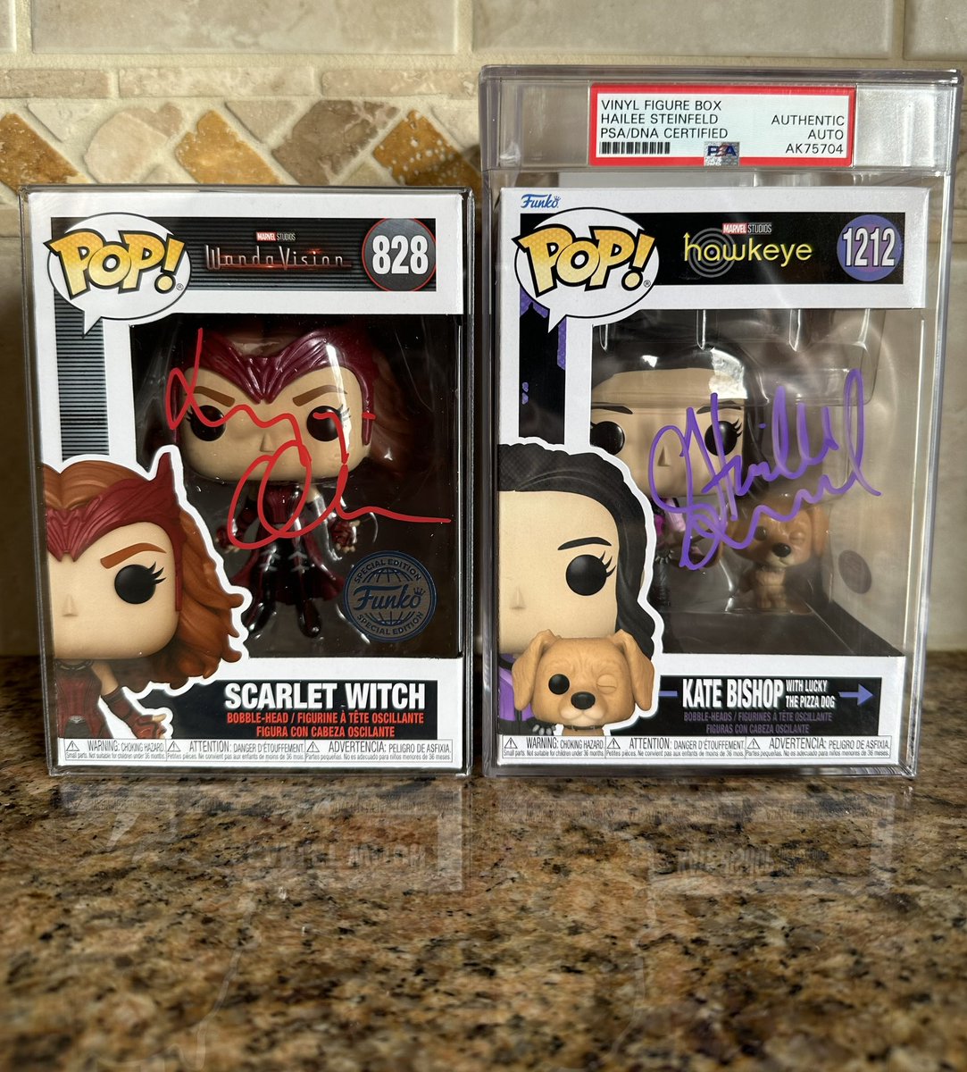 Mail Call! Got my signed Scarlet Witch & Kate Bishop Pops! . Thanks @chalicecollectibles for the assist. #Marvel #ScarletWitch #WandaVision #ElizabethOlsen #Hawkeye #KateBishop #HaileeSteinfeld #Funko #Collectibles #DisTrackers