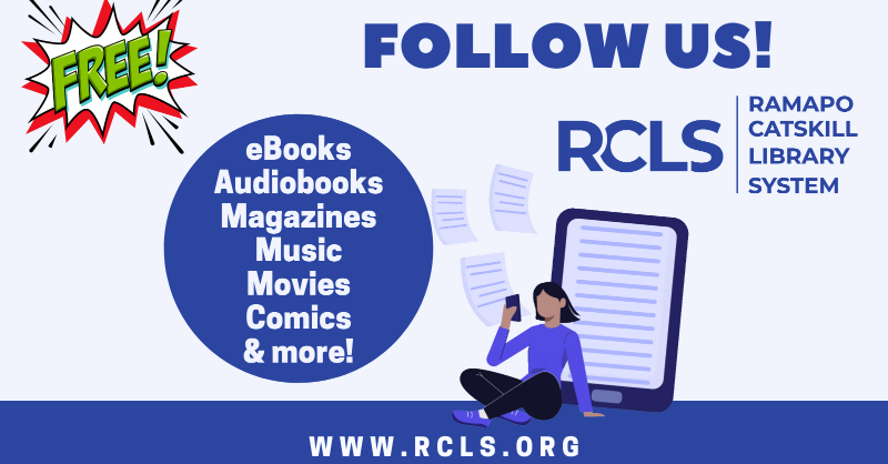 Our libraries offer FREE ONLINE eBooks, audiobooks, movies, music, comics, magazines, and other resources. 

Just use your library card. 

No card? 

Use your mobile: bit.ly/fbrcls 

#OrangeCountyNY #RocklandCountyNY #SullivanCountyNY #UlsterCountyNY