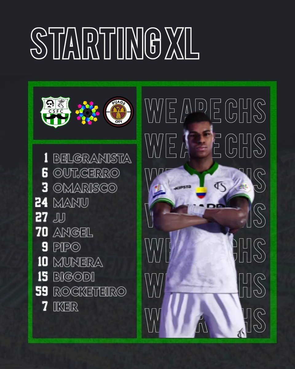 👥 𝐀𝐋𝐈𝐍𝐄𝐀𝐂𝐈𝐎́𝐍 #XIinicial ⚔️ 🆚 Mijaos

1 - @Belgranista_ 
3 - @goldoaraujo ©️
6 - <a href="/XutCxntexCerrx/">Fútbol a lo Grande</a>
27 - <a href="/JJRB250/">JJ</a> 
24 - <a href="/MSE_RM/">𝙼𝚊𝚗𝚞</a>
70 - <a href="/fcbxangel/">angel</a>
10 - <a href="/Munera1801/">Don Munera</a>
9 - @Elpipo_3
15 - <a href="/bigodi1910/">bigodi 🌧️</a>
59 - <a href="/Rocketeirodehtw/">Rocketeiro de H-town 🚀🇧🇷</a> 
7 - <a href="/Iker_RM2/">iker ornitorrincARG 🇦🇷</a> 

DT: Pulivan

#MakeusDream☄️